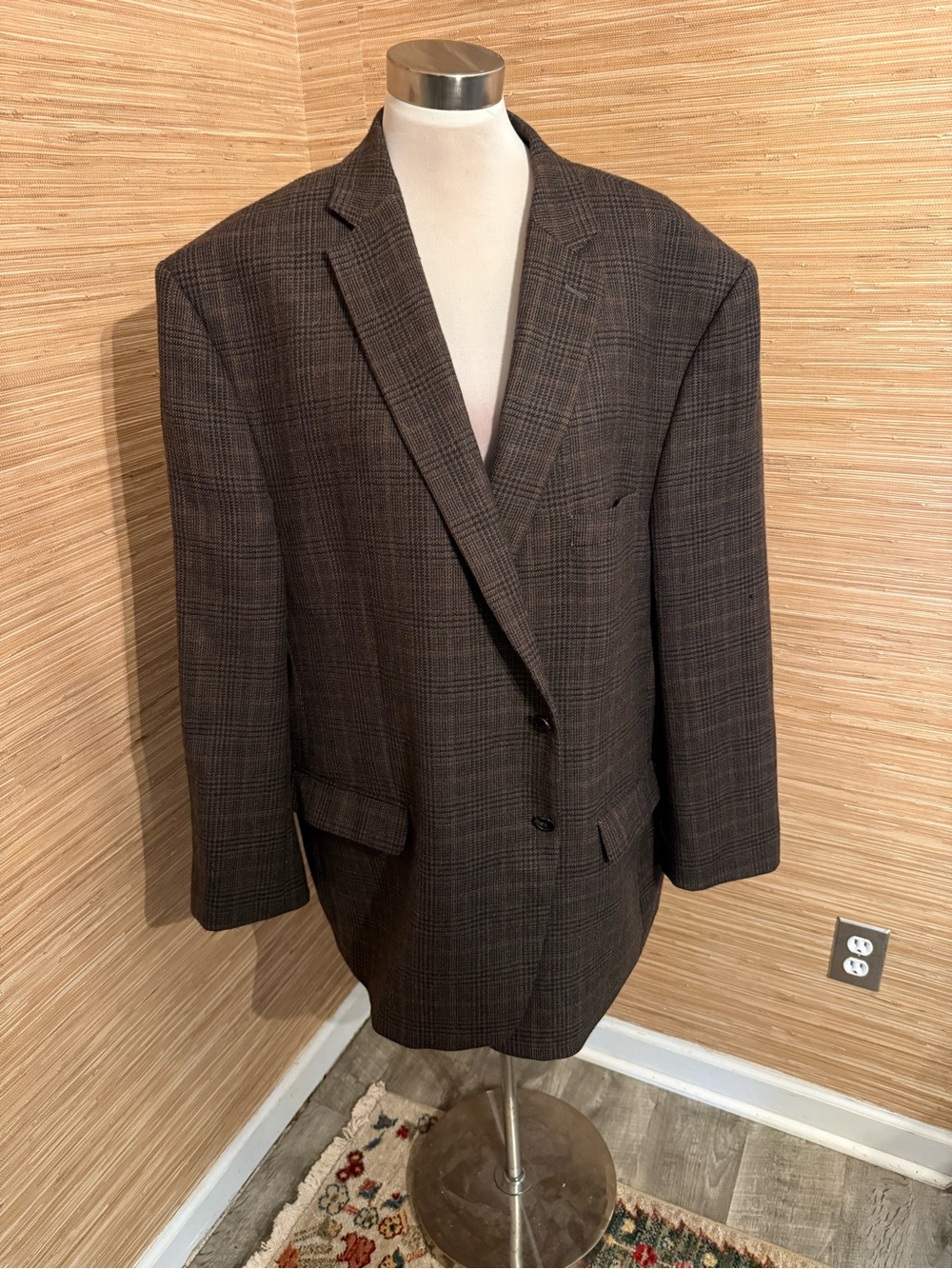Ralph Lauren Men's Dark Charcoal/Brown Plaid Blazer